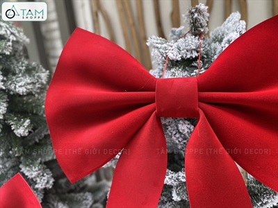 Nơ đỏ Bitis phun nhung 2 cánh - 1 lớp [Đứng form - Nhiều cỡ] PK-NO-07